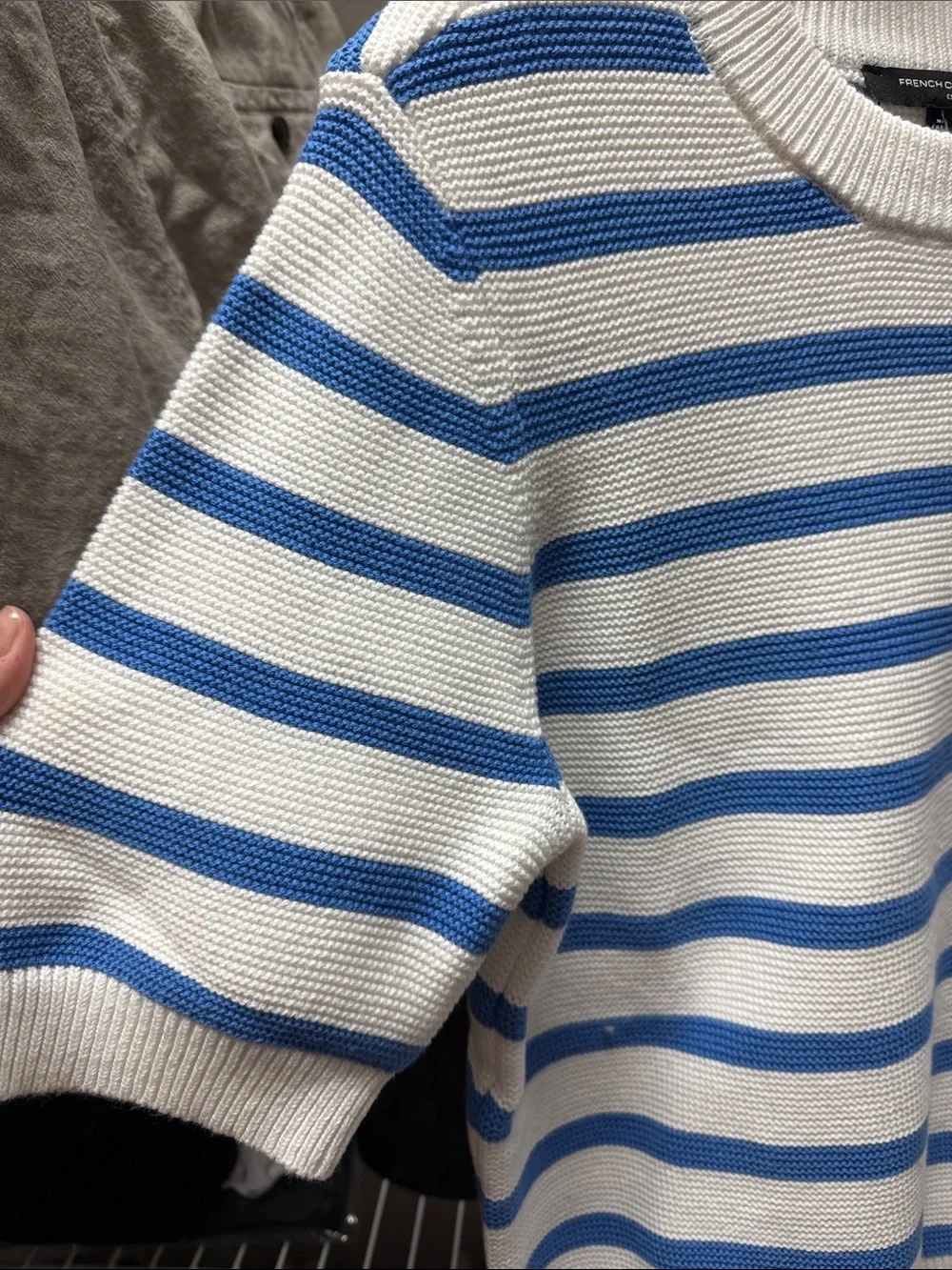 French Connection White & Blue Striped Knit Sweater